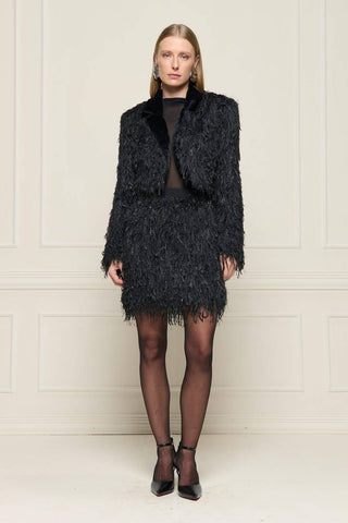 Casaco Pluma Lurex Delahe Pelo - Preto 401520PR01...