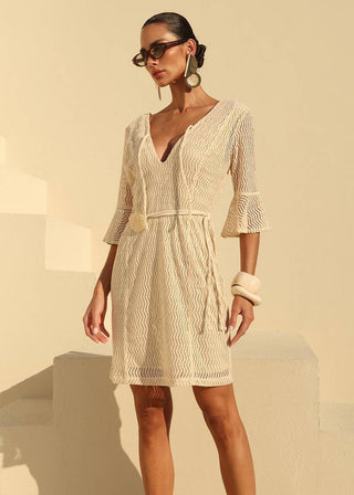 Vestido Crochet Amalti - Off White 221429BR03 OFF..