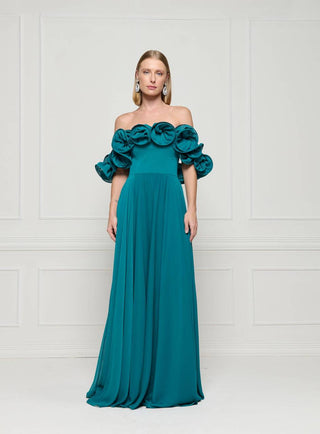 Vestido Ombro Aombro Em Detalhe Especial - Floresta 291514VD07