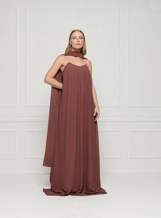 Vestido Fluido Tqc C/echarp - Marron 291517MA09