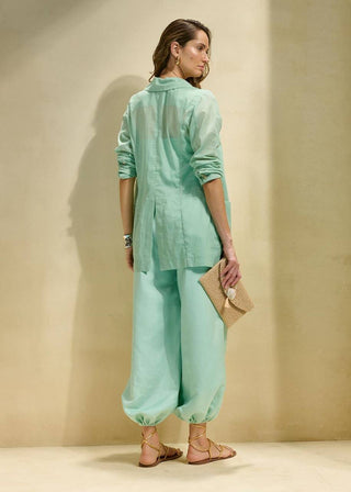 Blazer Transparencia C/ Camiseta C/ Renda - Verde Mint 2014032105