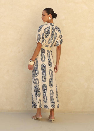 Vestido Pasley Azul - Bege 221414BG01..