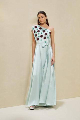 Vestido Ombro Só Cetim Plissado - Menta 2914045636