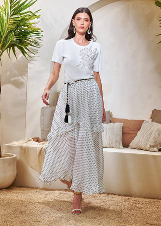 Saia Póa Com Babado - Poá Off White 2614191972