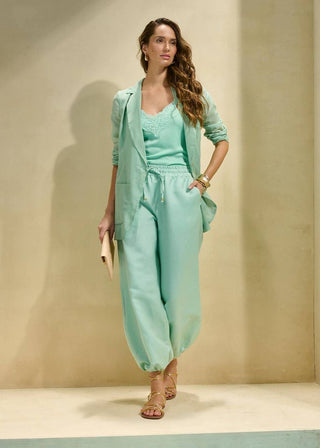 Blazer Transparencia C/ Camiseta C/ Renda - Verde Mint 2014032105