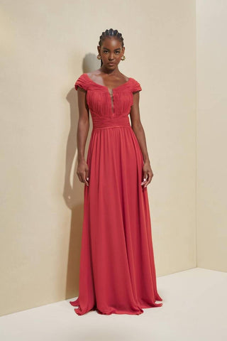 Vestido Drapeado C/ Recortes - Terracota 2814771540