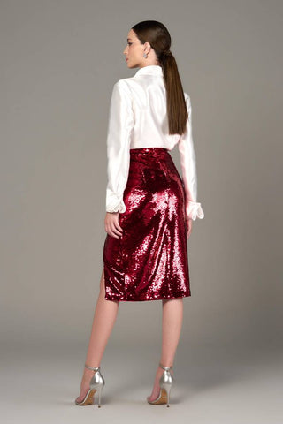 Saia Midi Paete Luiza - Cranberry 269009VM19