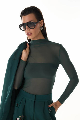 Blusa Basica Em Tule - Floresta 411528VD07