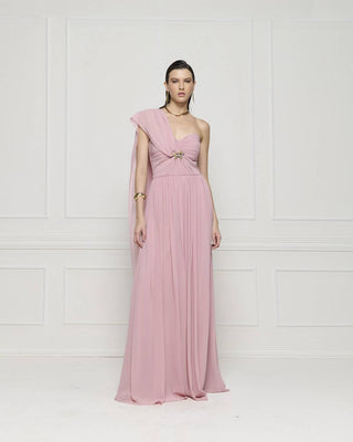Vestido Drapeado C Faixa - Rosa Claro 2815556939