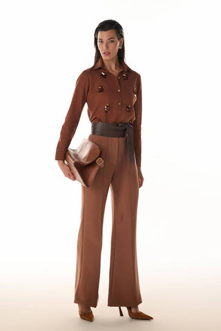 Camisa Em Linho Contemporanea - Marron 411521MA09