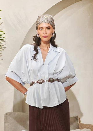 Blusa Bata C/ Pregas - Azul 211466AZ01.