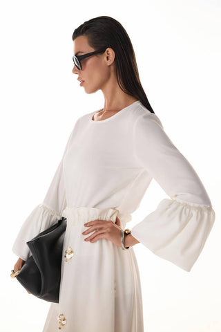 Blusa Mangas Recorte Balone - Off White 411522BR03 OFF..