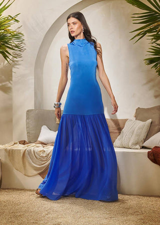 Vestido Jersey/c Saia Em Chiffon - Royal 231402RAZ05..