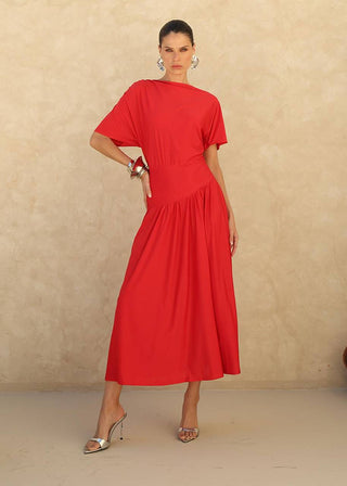 Vestido Em Malha Recorte Cintura - Vermelho 221413VM01..