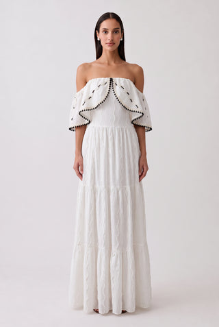 Vestido Casual Ombro A Ombro - Off White