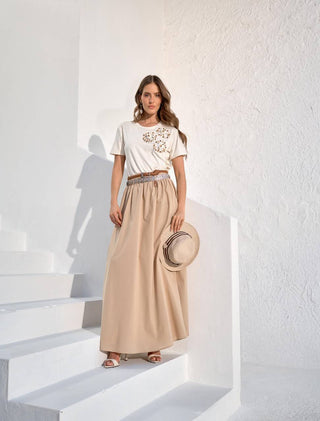 Saia Midi Tricoline - Areia 261404BG02.