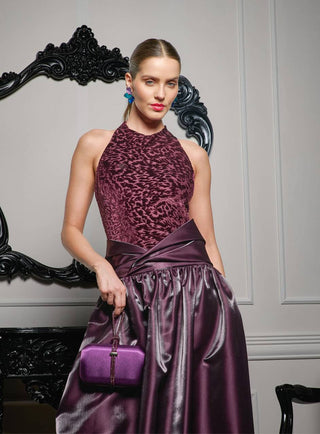 Vestido Longo C/saia Sobresaia Drape - Vinho 281522VM05
