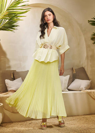 Saia Plissada Lisa Chiffon - Amarelo 261420AM01.