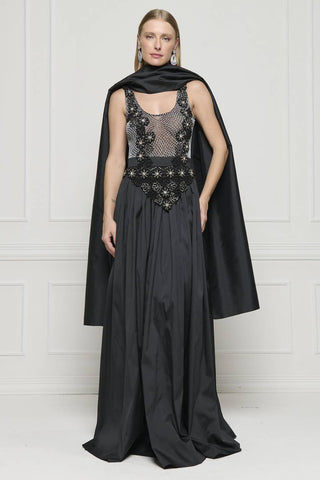 Vestido Top Em Tule Lurex Bordado - Preto 291515PR01...