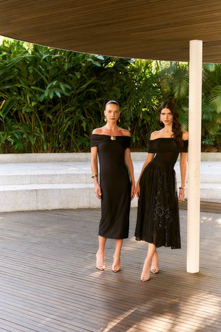Vestido Malha Ombro A Ombro - Preto