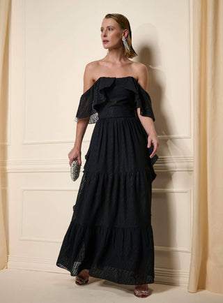 Vestido Ombro A Ombro Midi C/ Pala Especial - Preto 431505PR01...