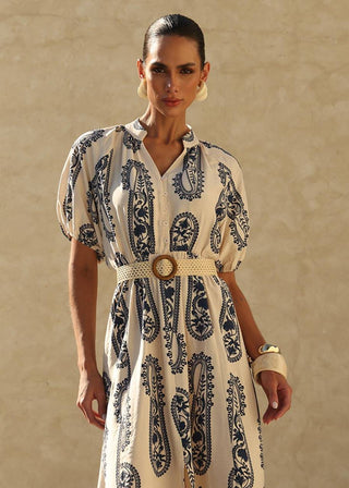 Vestido Pasley Azul - Bege 221414BG01..