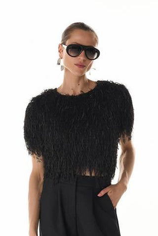 Blusa Pluma Lurex - Preto 411503PR01...