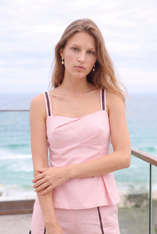 Conjunto C/ Detalhes Em Entremeio - Rosa