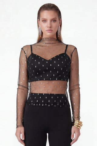 Blusa Renda Basica - Poa Prata 4115292368